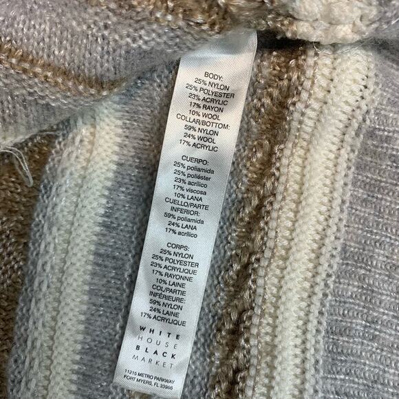 WHBM‎ Sweater Womens Small Poncho Cowl Neck Striped Asymmetrical Soft Cozy Gray - Picture 5 of 5